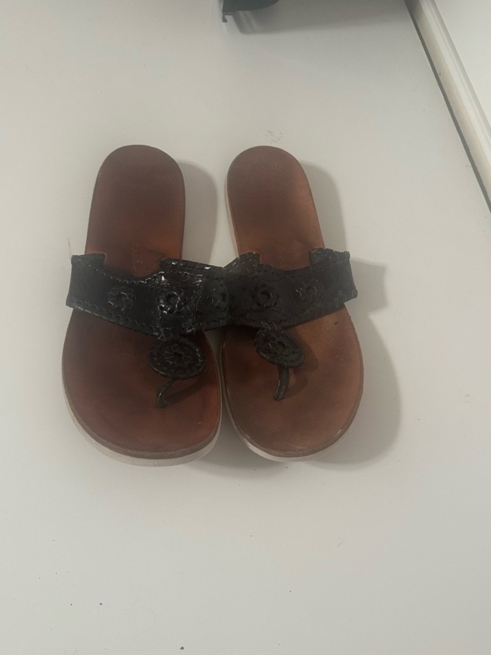 Vintage Jack Rogers Black Boat Sandals Well Worn In & Very Well Loved & Used 11